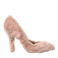 Dolce & Gabbana Light Pink Faux Fur Heels Pumps Shoes