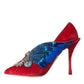 Dolce & Gabbana Red Velvet Sequin Crystal Heels Pumps Shoes