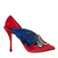 Dolce & Gabbana Red Velvet Sequin Crystal Heels Pumps Shoes