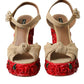 Dolce & Gabbana Red Roses Crystal Platform Sandals Shoes