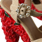 Dolce & Gabbana Red Roses Crystal Platform Sandals Shoes