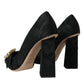 Dolce & Gabbana Black Brocade Crystals Heels Pumps Shoes