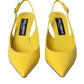 Dolce & Gabbana Yellow Leather Slingbacks Heels Shoes