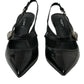 Dolce & Gabbana Black Leather Embellished Slingbacks Shoes