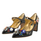 Dolce & Gabbana Black Leather Crystal Mary Jane Pumps Shoes