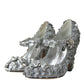 Dolce & Gabbana Silver Floral Crystal Mary Jane Pumps Shoes