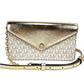 Michael Kors Jet Set Travel Pale Gold Small Flap Clutch Crossbody Bag