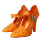 Dolce & Gabbana Orange CINDERELLA Floral Crystal Pumps Shoes