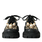 Dolce & Gabbana Black Leather Trekking Derby Embellished Shoes