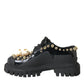 Dolce & Gabbana Black Leather Trekking Derby Embellished Shoes