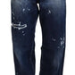 Dsquared² Blue High Waist Tattered Denim Jeans San Diego