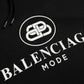 Balenciaga Black Cotton Logo Hooded Pullover Sweatshirt Sweater