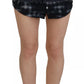 Dsquared² Black Checkered High Waist A-line Denim Mini Skirt