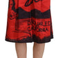 Dsquared² Red Printed High Waist Wide Leg Cropped Pants