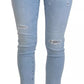 Dsquared² Blue Tattered Mid Waist Cropped Twiggy Denim Jeans