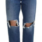 Dsquared² Blue Distressed High Waist Straight Denim Jeans