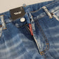 Dsquared² Blue Washed Cotton Mid Waist Flared Denim Jeans