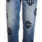 Dsquared² Blue Washed High Waist Straight Denim Boston Jeans