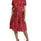 Dolce & Gabbana Multicolor Floral Cotton A-line Knee Length Dress