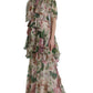 Dolce & Gabbana Multicolor Floral Silk Tiered Long Maxi Dress