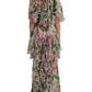 Dolce & Gabbana Multicolor Floral Silk Tiered Long Maxi Dress