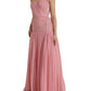 Dolce & Gabbana Pink Silk Strapless Maxi A-line Gown Dress