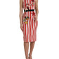 Dolce & Gabbana Red White Floral Sleeveless Sheath Midi Dress