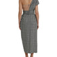 Dolce & Gabbana Gray Beige Layered One Shoulder Maxi Dress