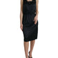 Dolce & Gabbana Black Polyester Lace Trim Sheath Midi Dress