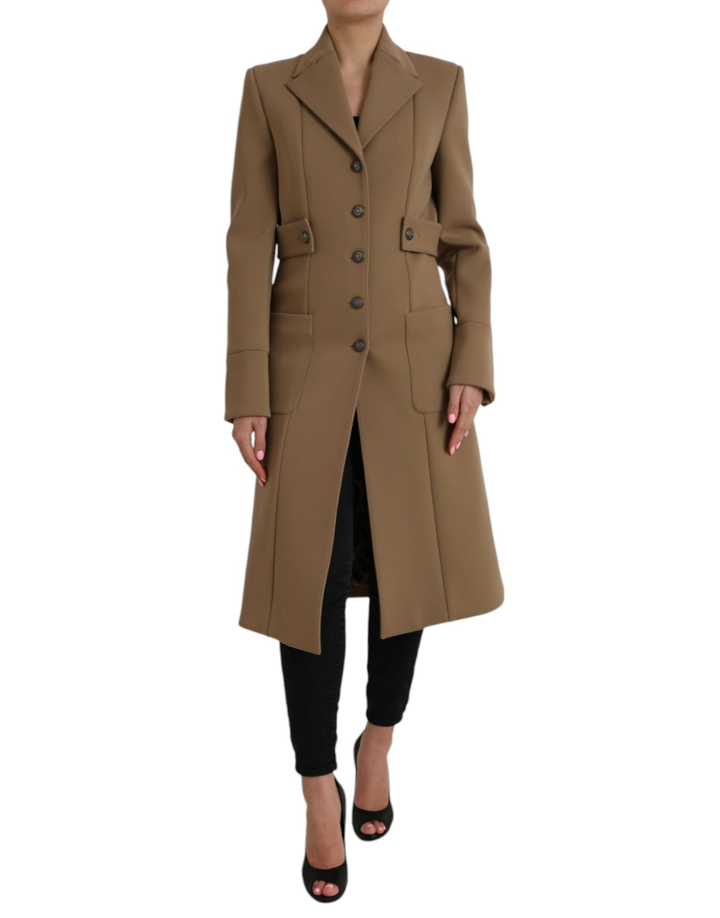 Dolce & Gabbana Brown Button Down Long Trench Coat Jacket