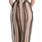 Dolce & Gabbana Beige Brown Striped Silk Sheath Dress