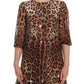 Dolce & Gabbana Leopard Silk Wool Crystal Shift Dress