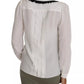 Dolce & Gabbana White Silk Shirt Ruffle Rouded Collar Blouse