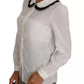 Dolce & Gabbana White Silk Shirt Ruffle Rouded Collar Blouse