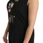 Dolce & Gabbana Black Silk DG Family Crystal Sleeveless Top