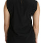 Dolce & Gabbana Black Silk DG Family Crystal Sleeveless Top