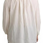 Dolce & Gabbana Off White Scarfneck Long Sleeves Blouse Silk Top