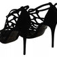 Dolce & Gabbana Black Suede Ankle Strap Stiletto Shoes