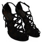 Dolce & Gabbana Black Suede Ankle Strap Stiletto Shoes