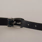 Dolce & Gabbana Black Classic Leather Silver Tone Metal Buckle Belt