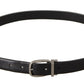 Dolce & Gabbana Black Classic Leather Silver Tone Metal Buckle Belt