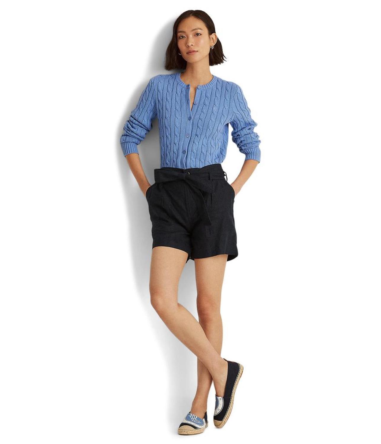 Belted Linen Shorts