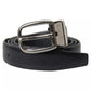 Dolce & Gabbana Black Leather Silver Metal Buckle Men Belt