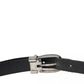 Dolce & Gabbana Black Leather Silver Metal Buckle Men Belt