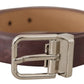 Dolce & Gabbana Brown Classic Leather Silver Logo Metal Buckle Belt