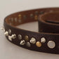 Dolce & Gabbana Brown Leather Studded Silver Metal Buckle Belt