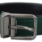 Dolce & Gabbana Green Calf Leather Silver Tone Metal Buckle Belt