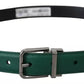 Dolce & Gabbana Green Calf Leather Silver Tone Metal Buckle Belt