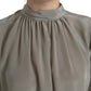 Dolce & Gabbana Gray Mock Neck Long Sleeves Top Blouse