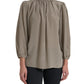 Dolce & Gabbana Gray Mock Neck Long Sleeves Top Blouse